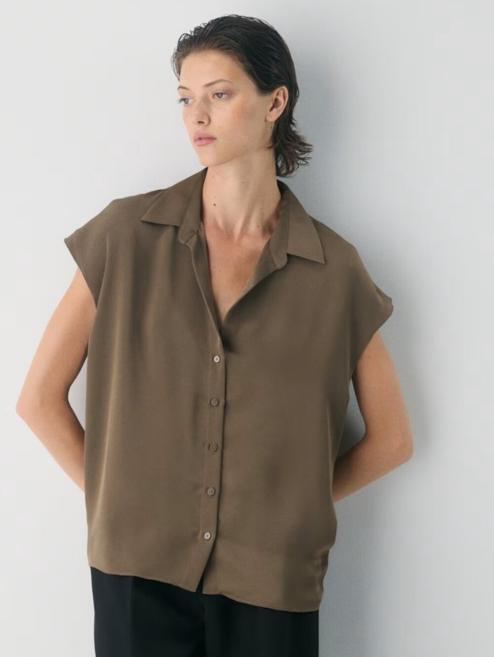 Aritzia Babaton Parkway Satin Shirt